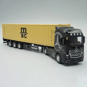 تریلی کانتینردار مشکی مدل بنز آکتروس 1:50 Container Trailer Model Benz Actros_اسباب بازی